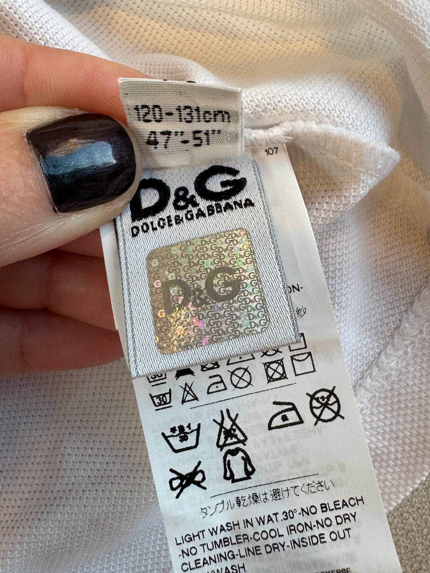 Dolce & Gabbana White/Navy Pique Polo T-Shirt Size 7/8