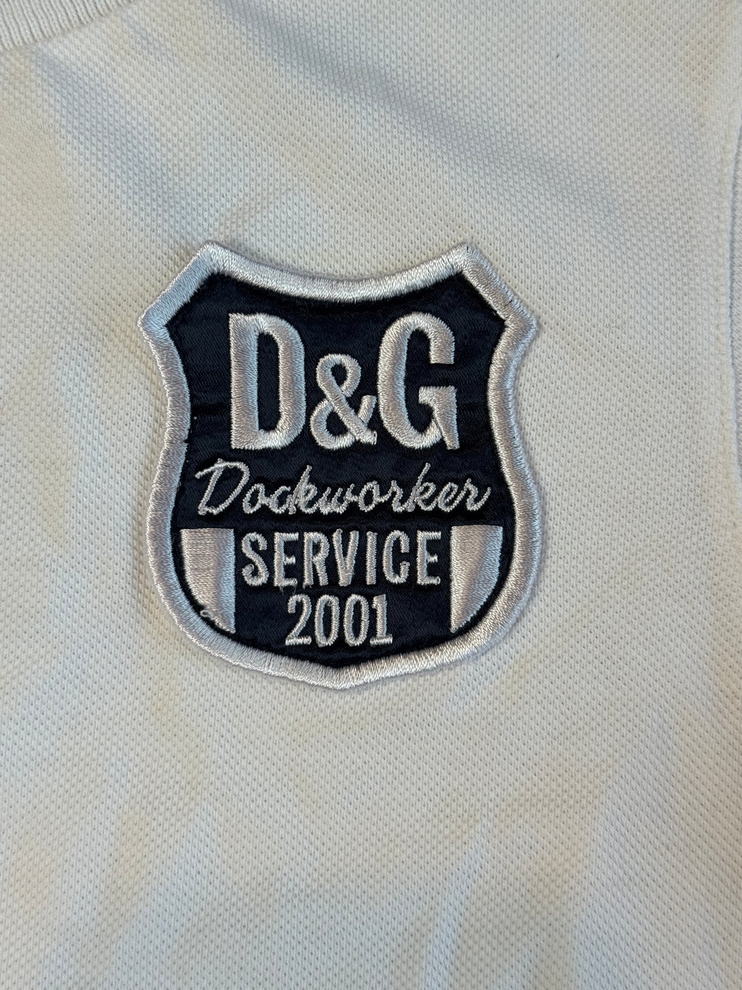 Dolce & Gabbana White/Navy Pique Polo T-Shirt Size XS