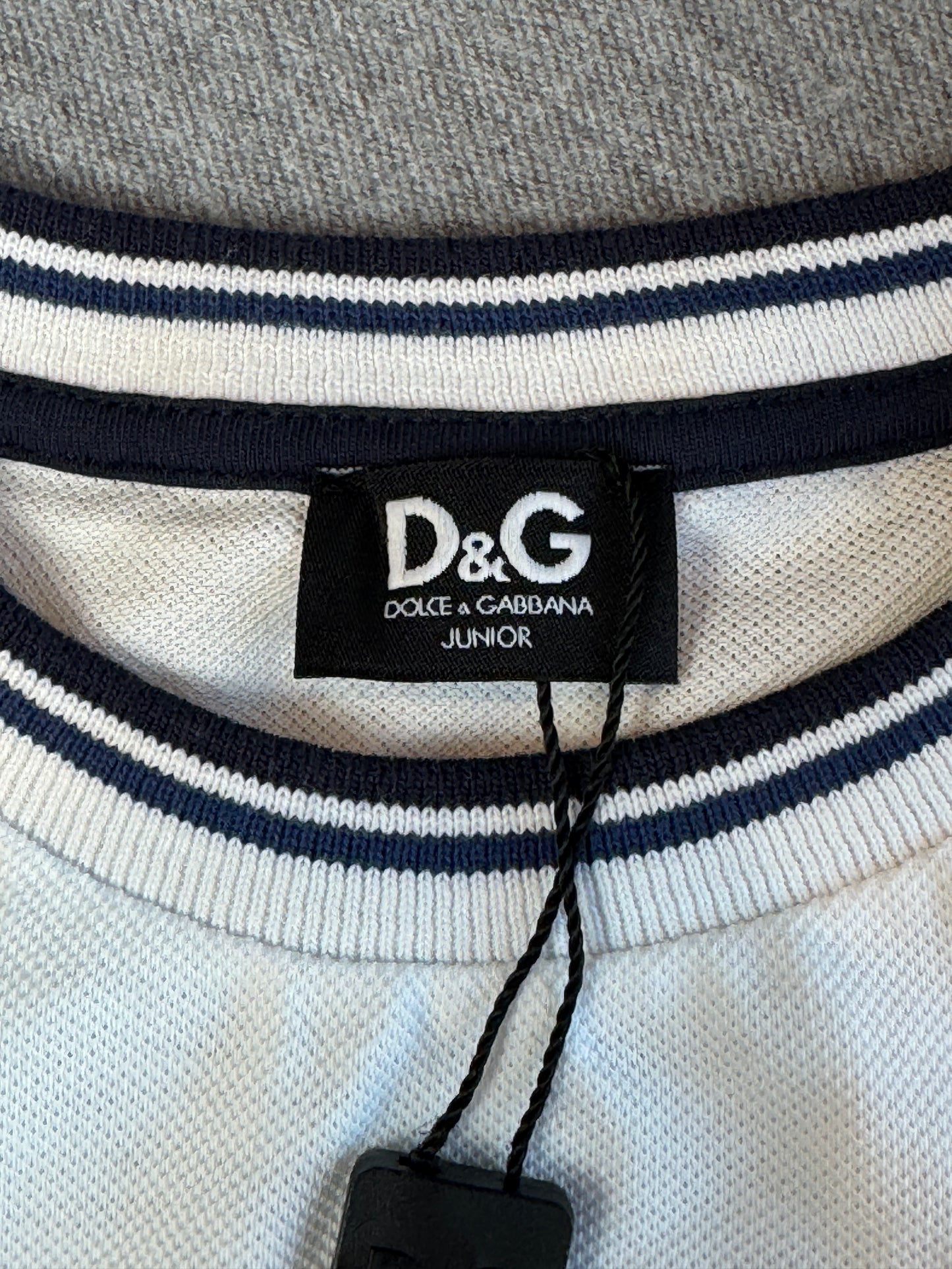 Dolce & Gabbana White/Navy Pique Polo T-Shirt Size XS