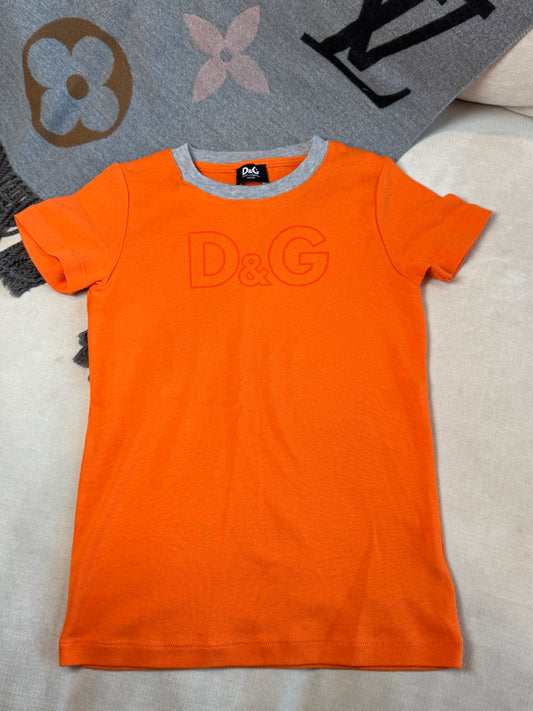 Dolce & Gabbana Orange Logo T-Shirt Size 8