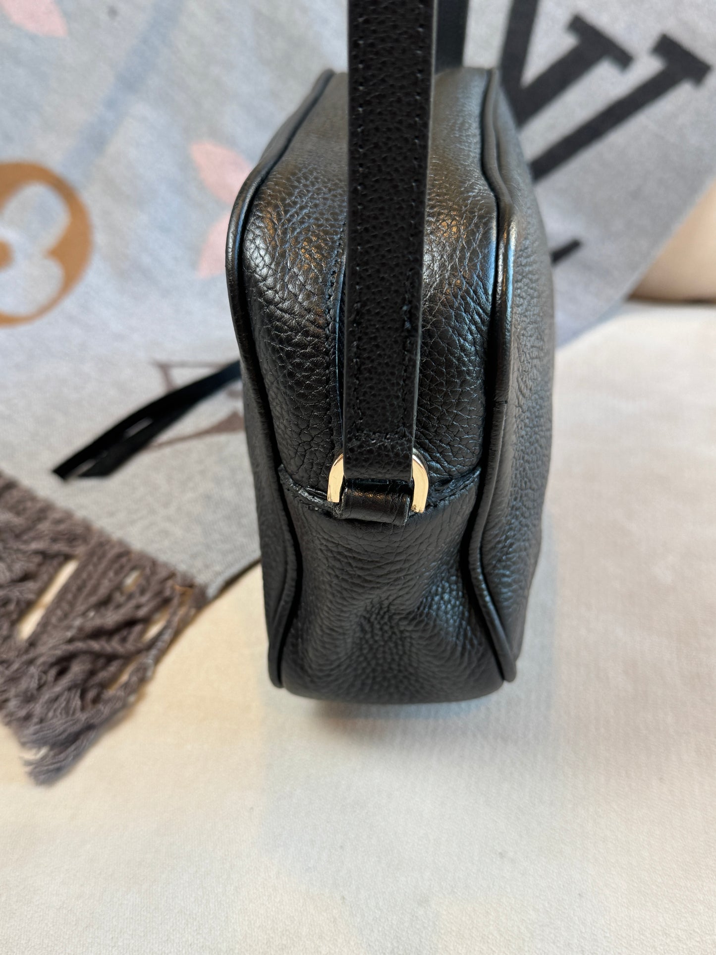 GUCCI Soho Disco Black Pebbled Camera Bag