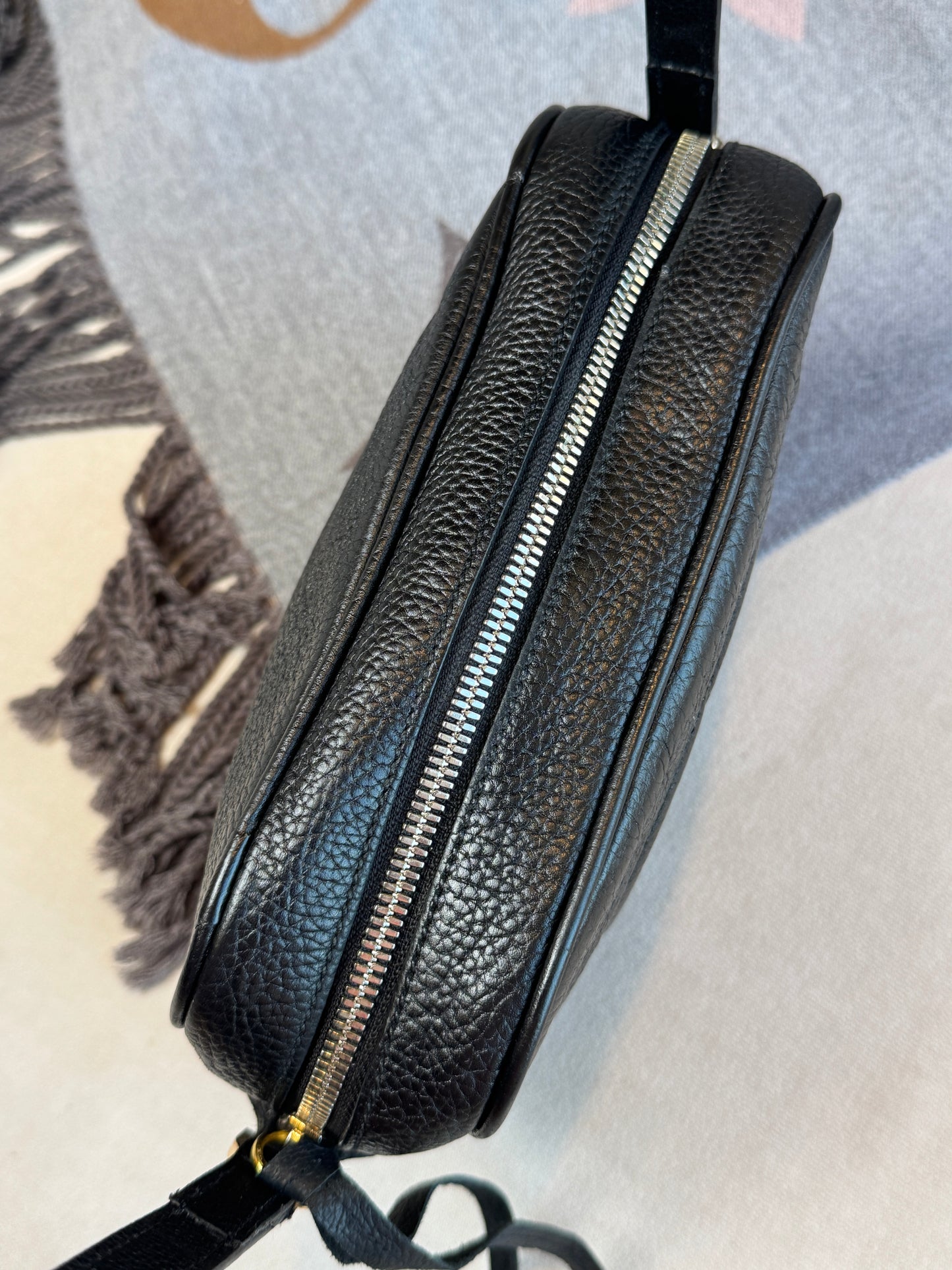 GUCCI Soho Disco Black Pebbled Camera Bag