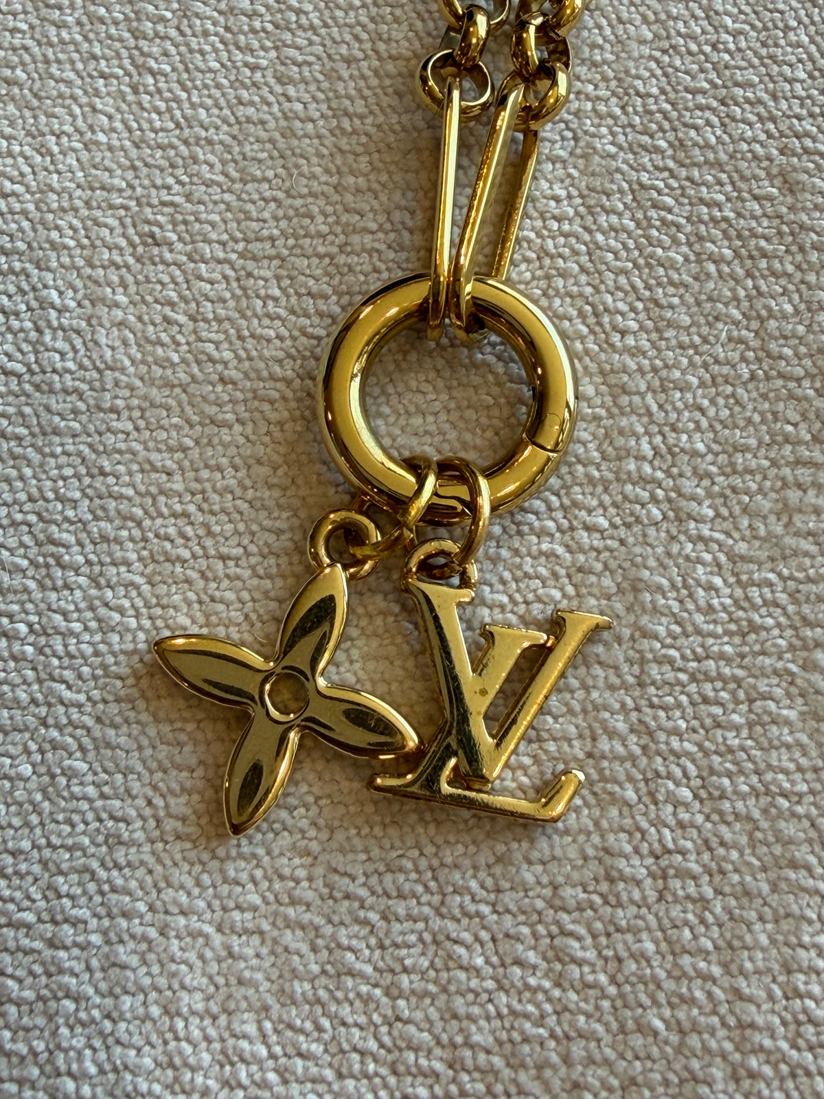 Reworked Louis Vuitton Pastilles LV & Flower Double Charm Necklace