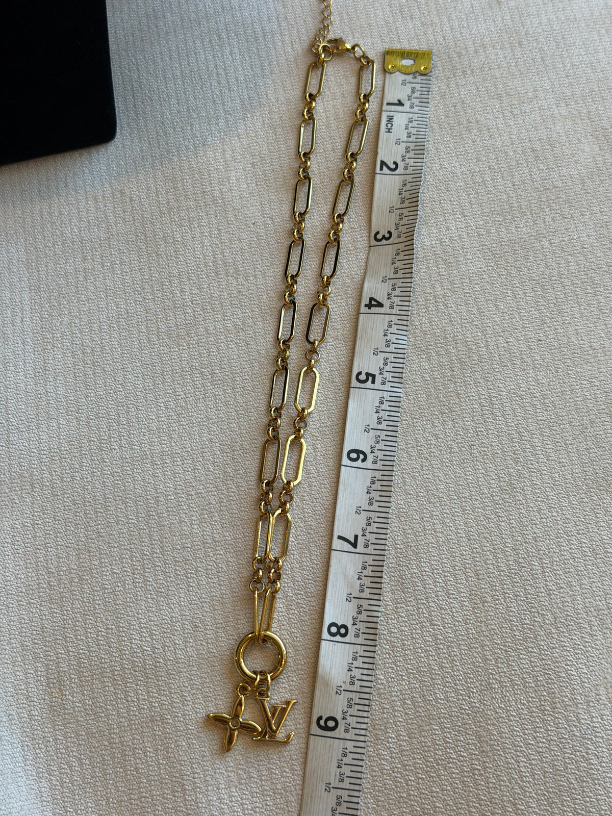 Reworked Louis Vuitton Pastilles LV & Flower Double Charm Necklace