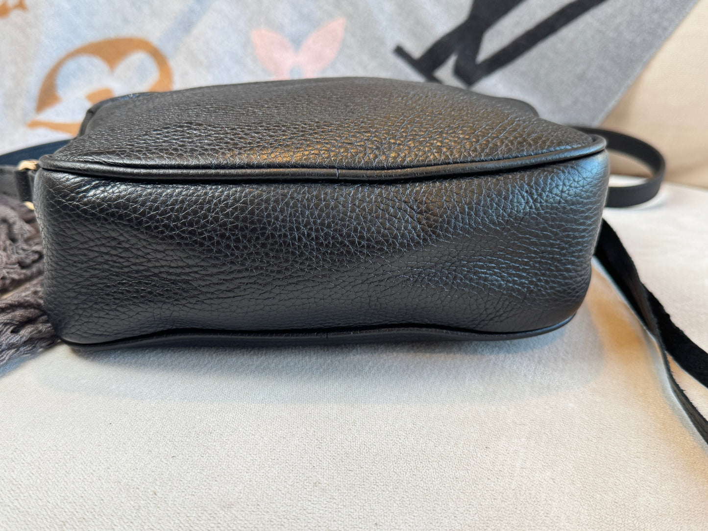 GUCCI Soho Disco Black Pebbled Camera Bag