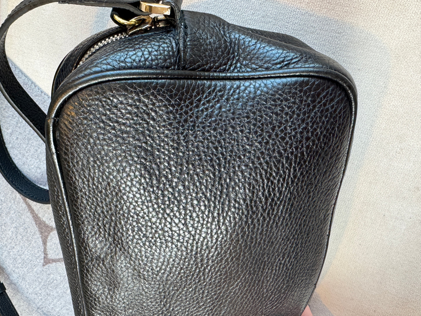 GUCCI Soho Disco Black Pebbled Camera Bag