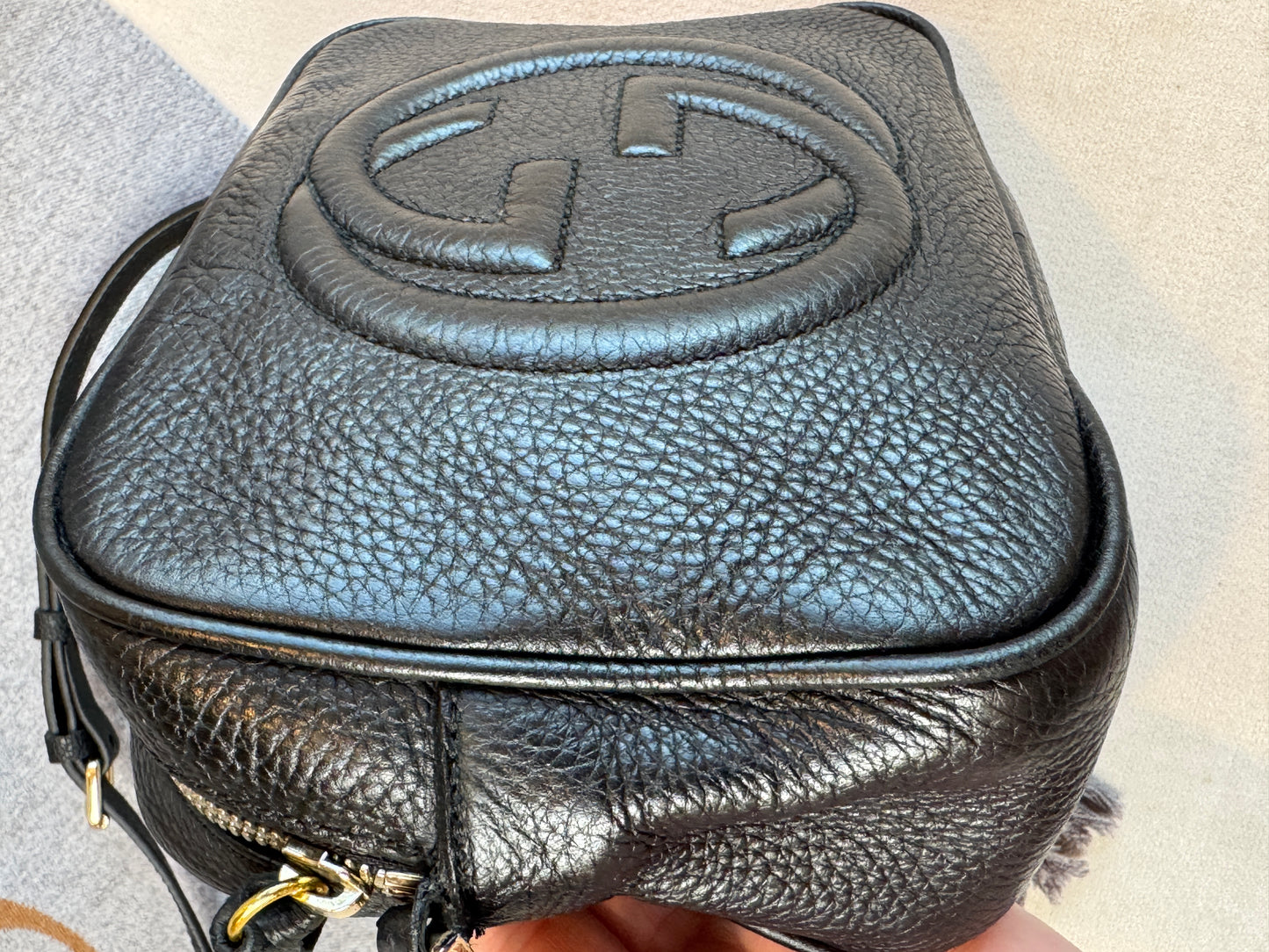GUCCI Soho Disco Black Pebbled Camera Bag