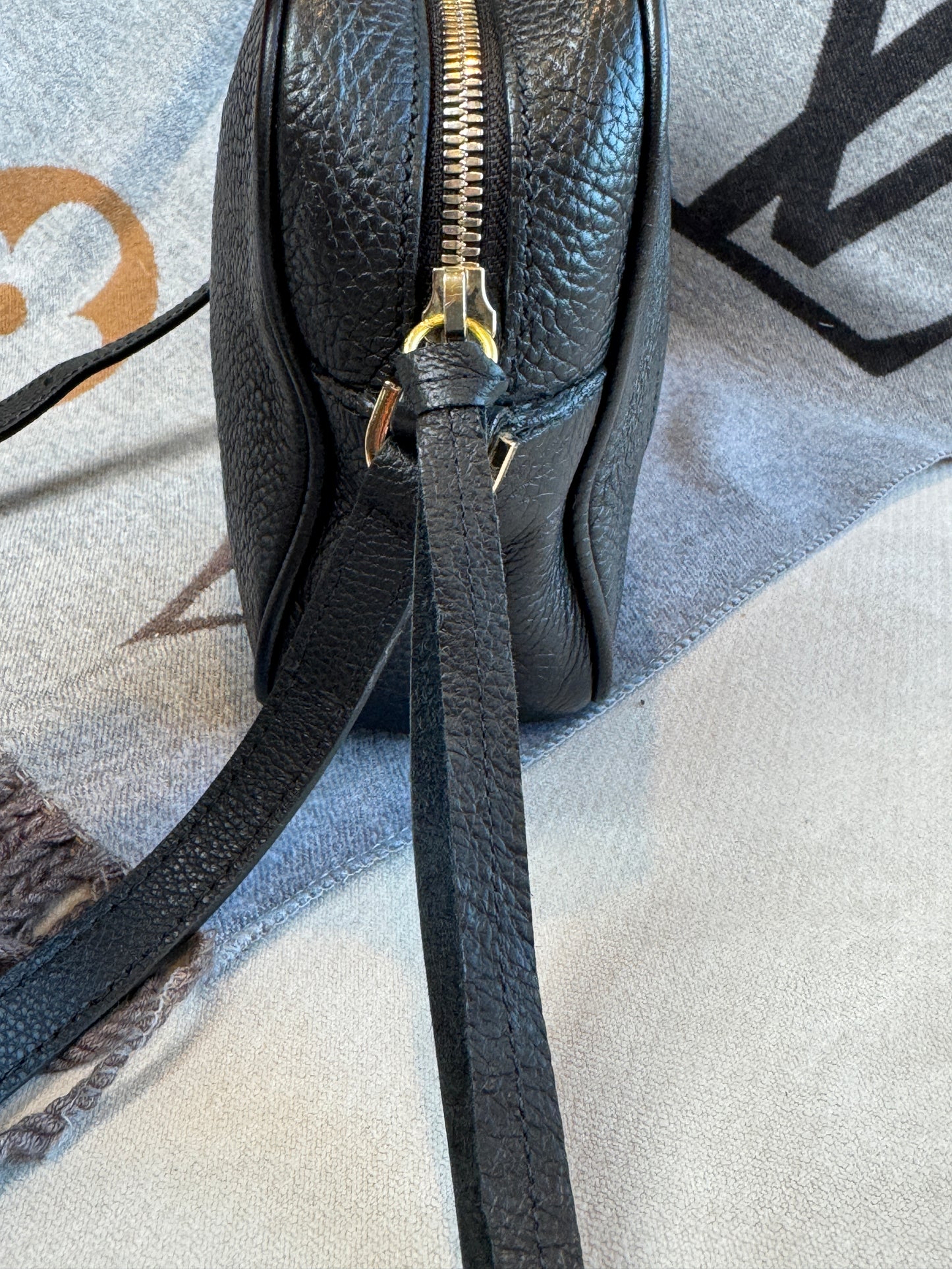 GUCCI Soho Disco Black Pebbled Camera Bag