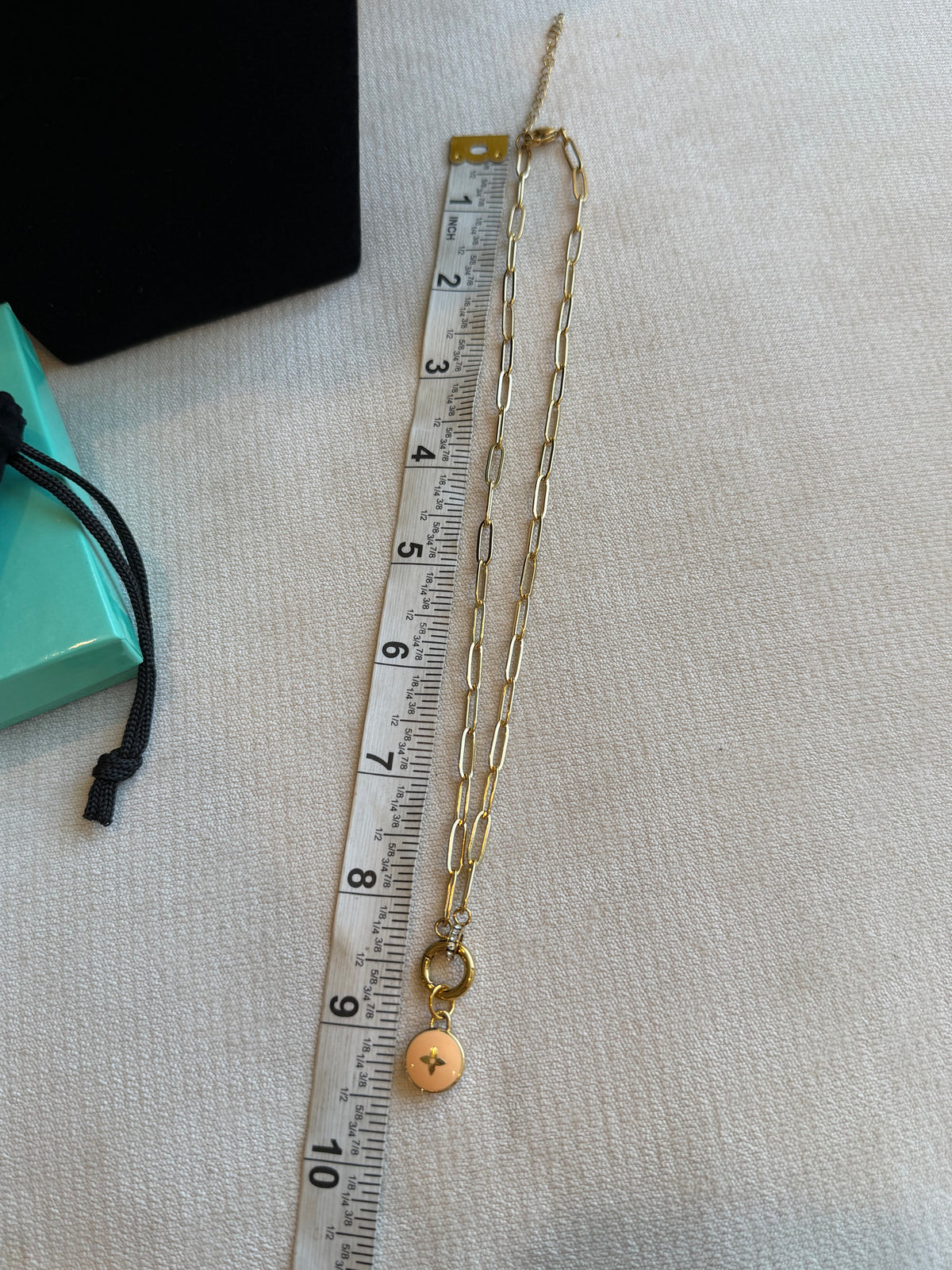 Reworked Louis Vuitton Gold Pastilles Peach Flower Charm Necklace