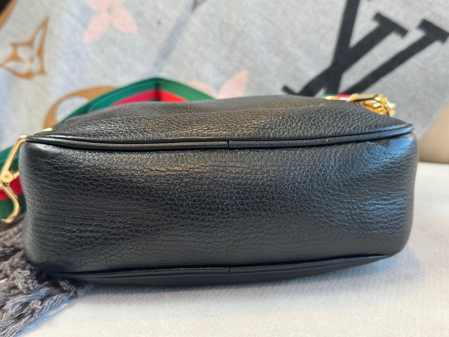 GUCCI Soho Disco Black Pebbled Camera Bum Bag