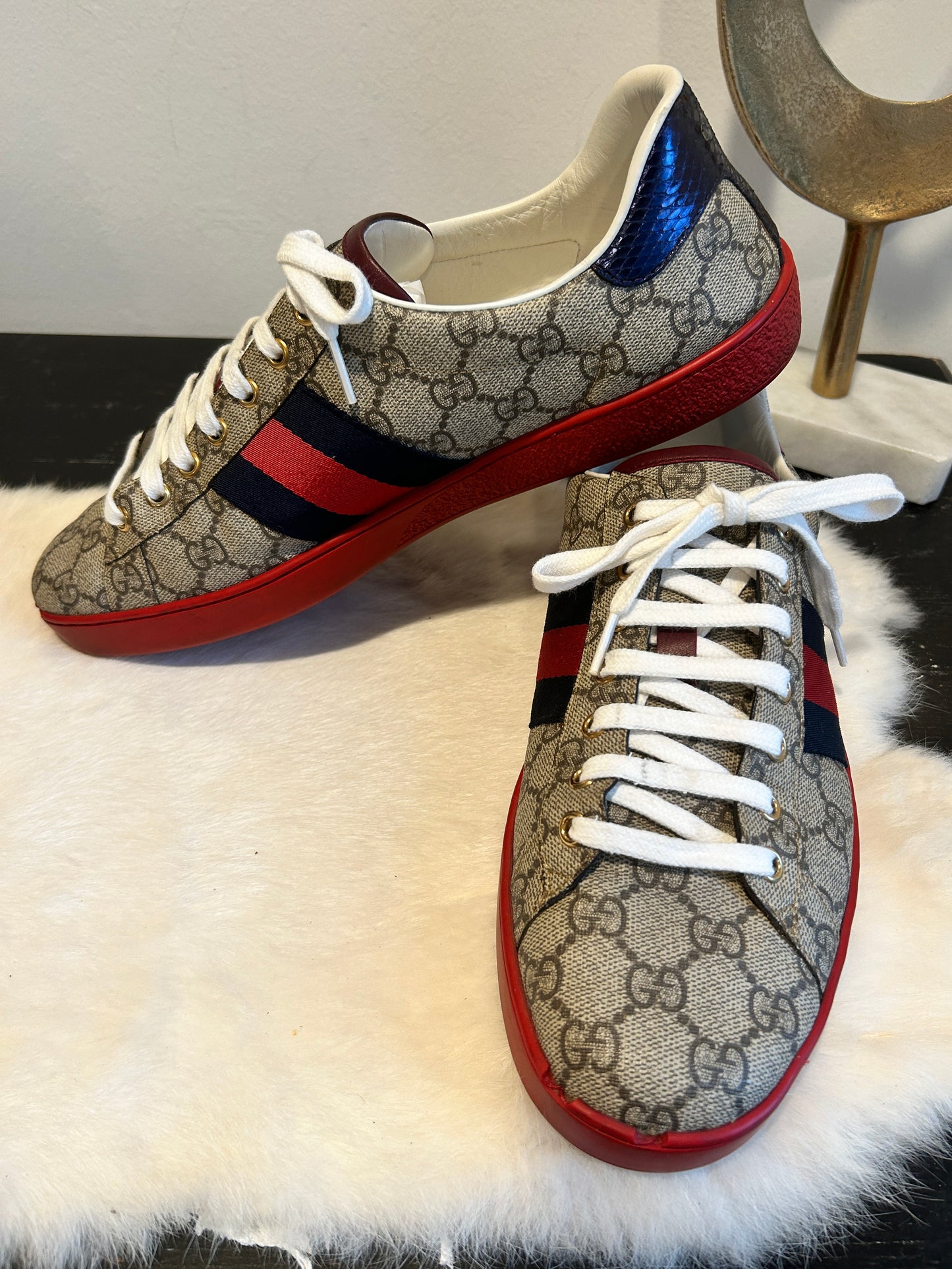 GUCCI Supreme Canvas Ace Sneakers Mens 10EU