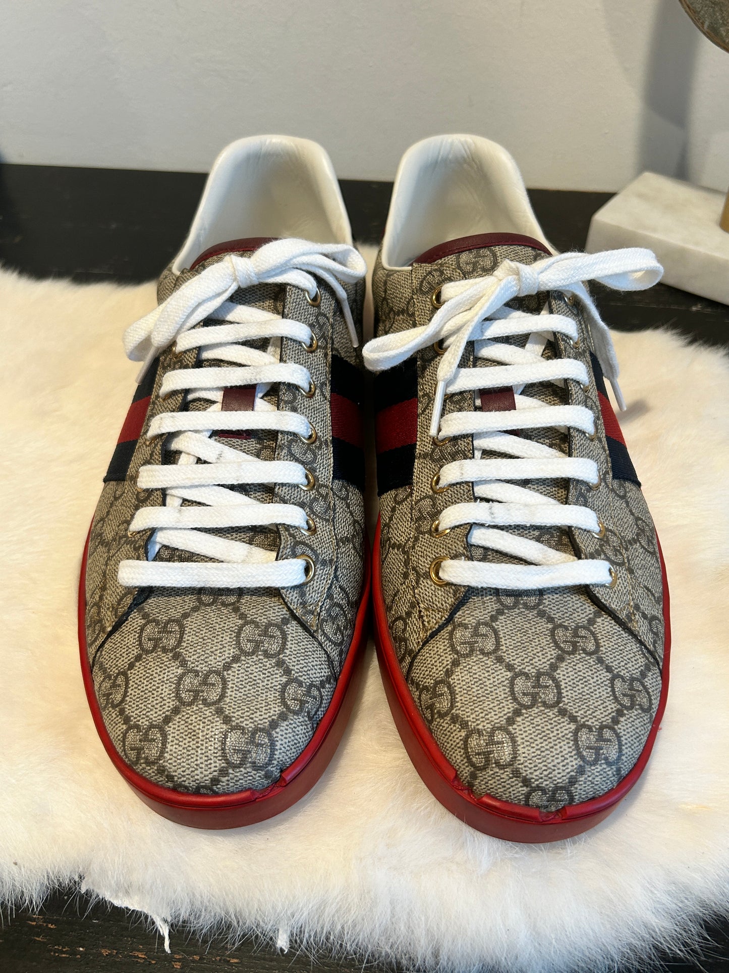 GUCCI Supreme Canvas Ace Sneakers Mens 10EU