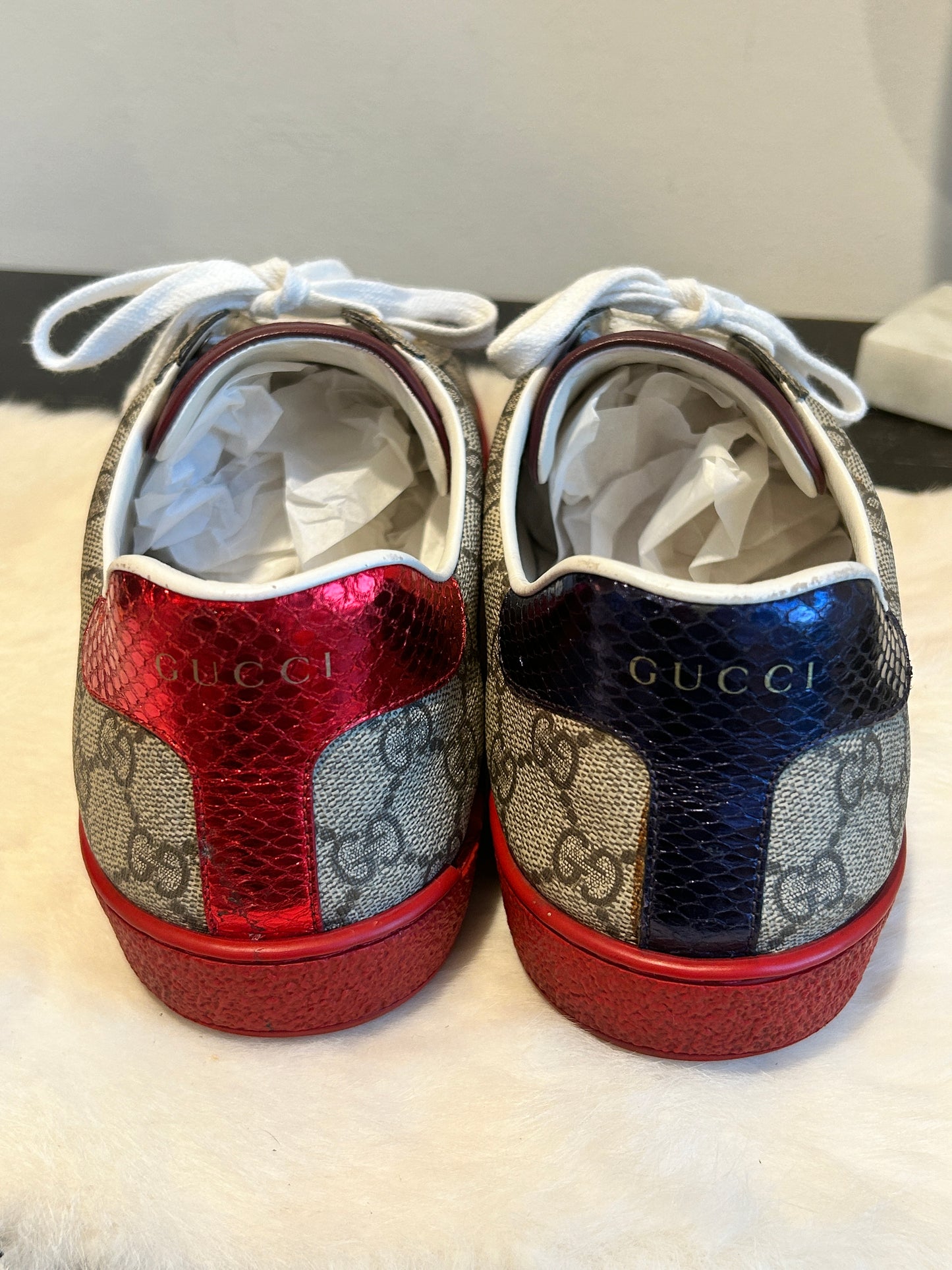 GUCCI Supreme Canvas Ace Sneakers Mens 10EU