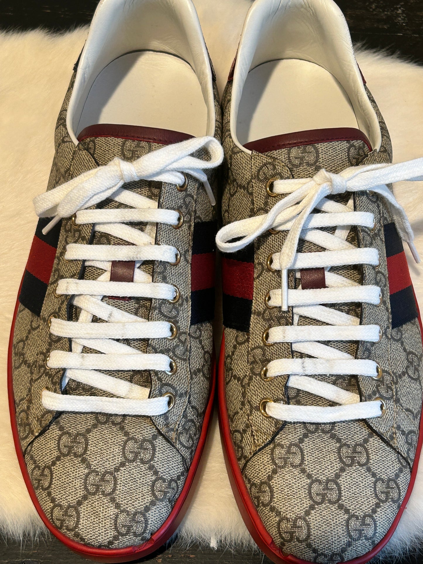 GUCCI Supreme Canvas Ace Sneakers Mens 10EU