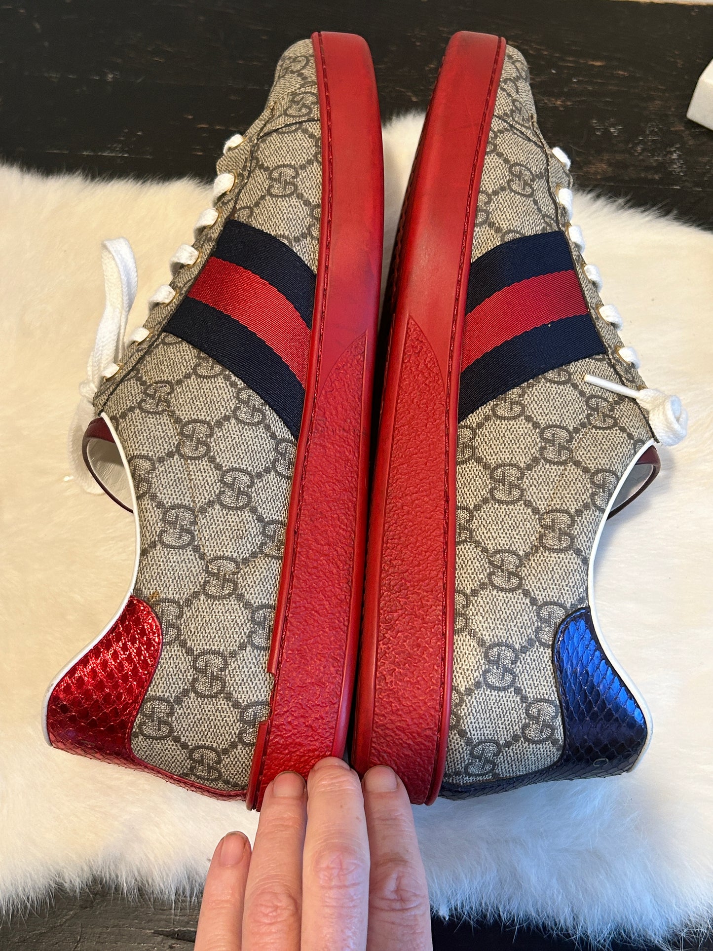 GUCCI Supreme Canvas Ace Sneakers Mens 10EU