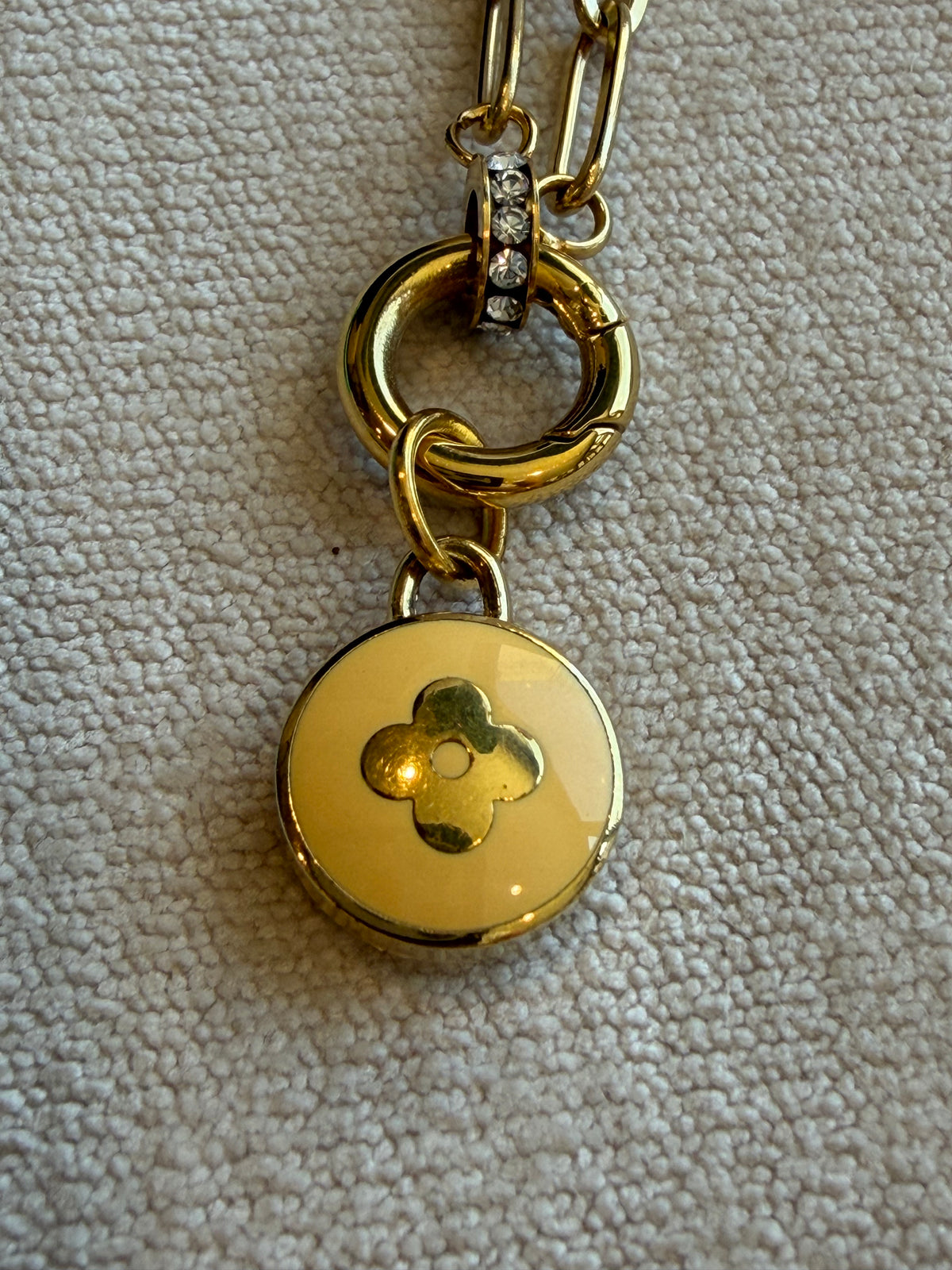 Reworked Louis Vuitton Pastilles Yellow Flower Charm Necklace