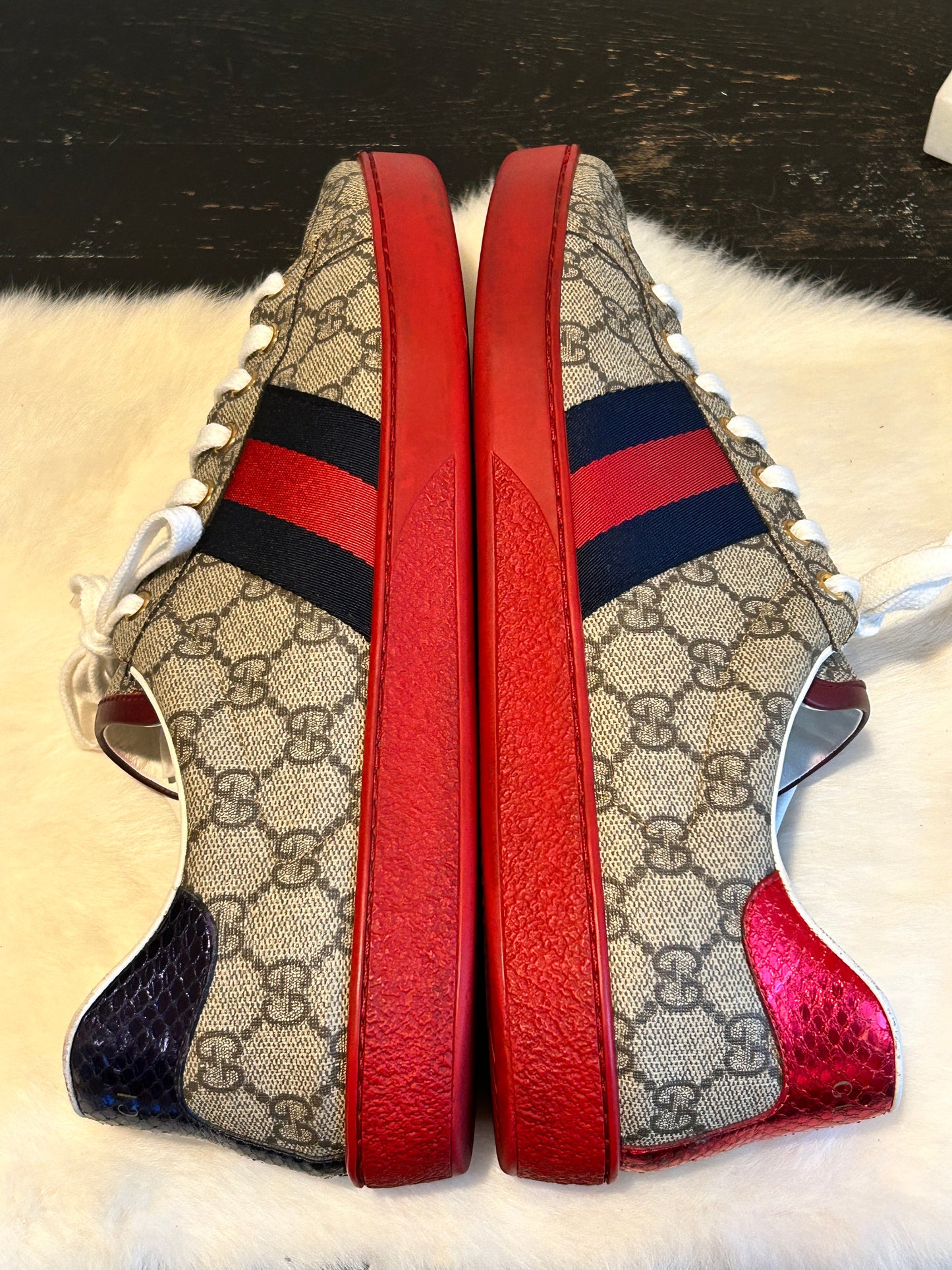 GUCCI Supreme Canvas Ace Sneakers Mens 10EU