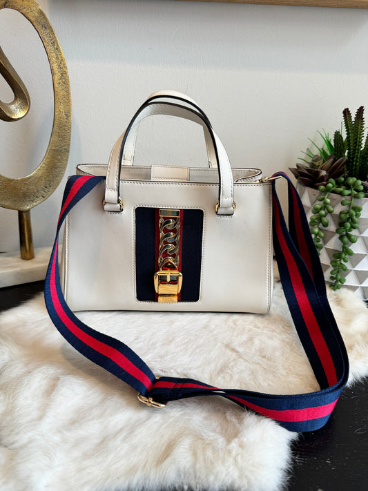 GUCCI Sylvie Mini Ivory 2-Way Handbag