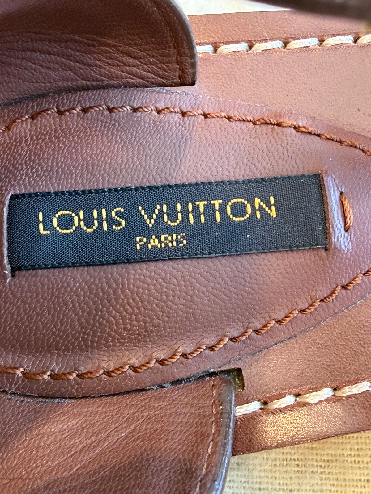 Louis Vuitton Camel White Rhinestone Crystal Sandals 37