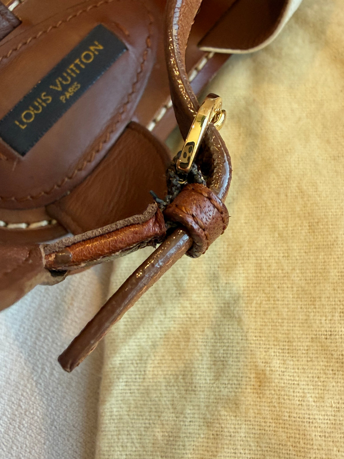 Louis Vuitton Camel White Rhinestone Crystal Sandals 37