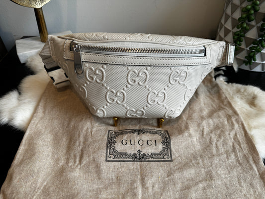 Gucci Tennis Embossed Ivory Bumbag