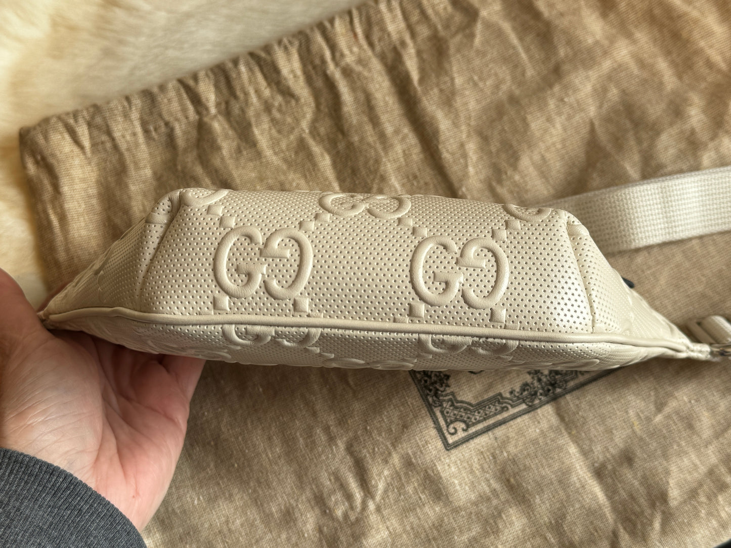 Gucci Tennis Embossed Ivory Bumbag