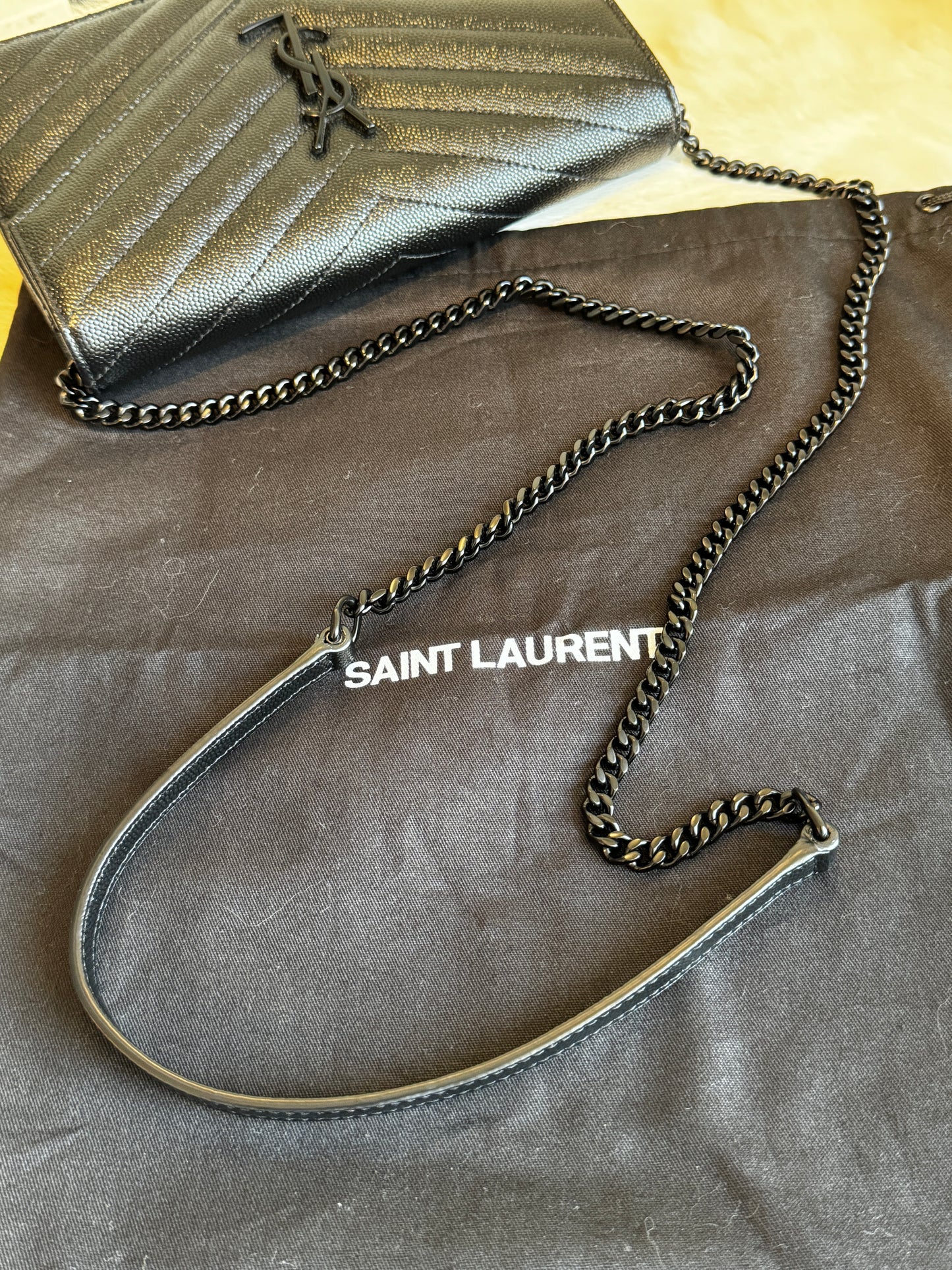 YSL Cassandre Black Wallet on Chain