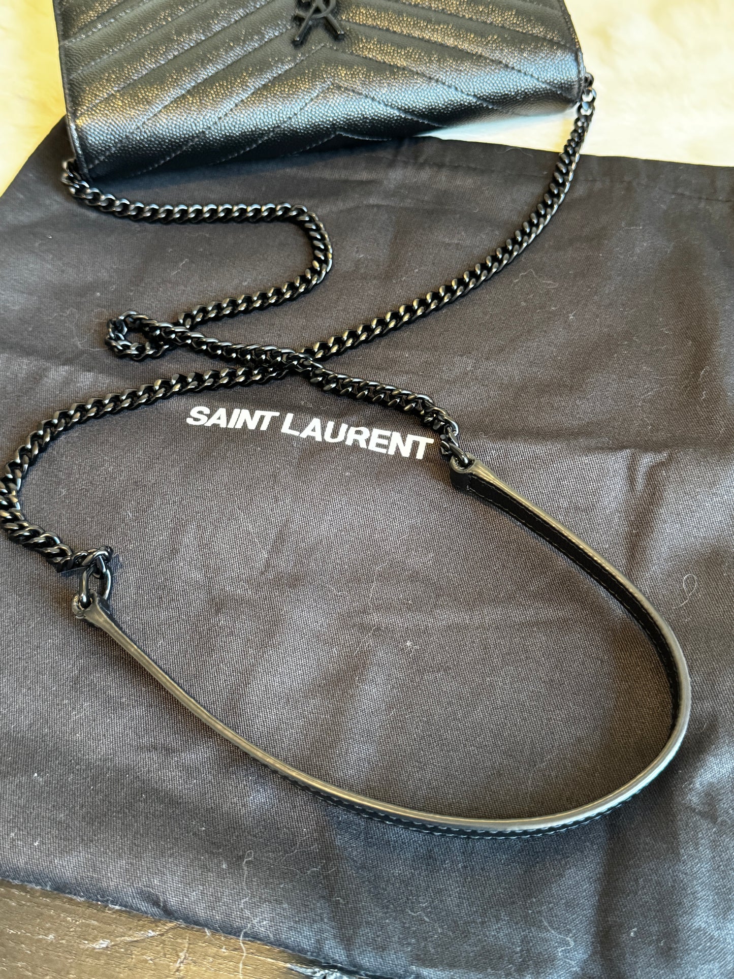 YSL Cassandre Black Wallet on Chain