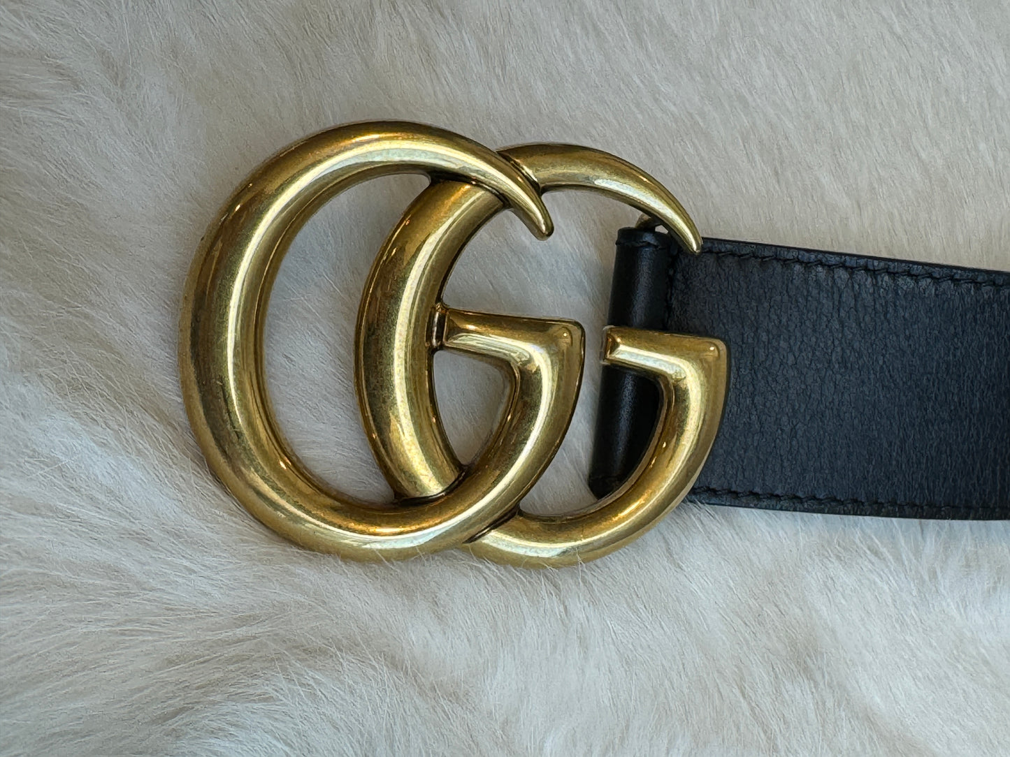 Gucci GG Black Marmont Wide Leather Women's Belt 95/38