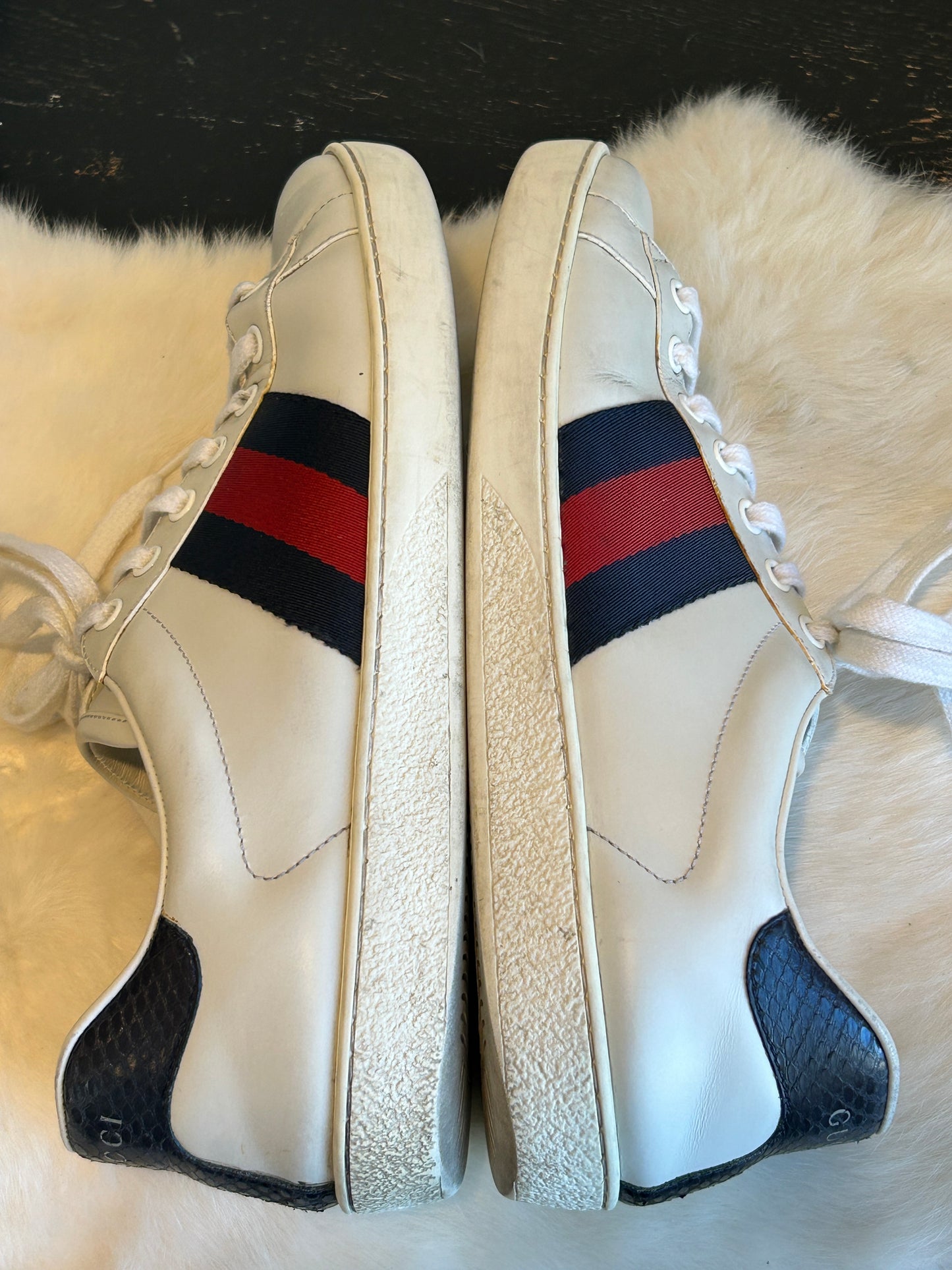 GUCCI Ace Basic WEB Navy/Red Sneakers Mens 7.5EU (40.5EU Womens)