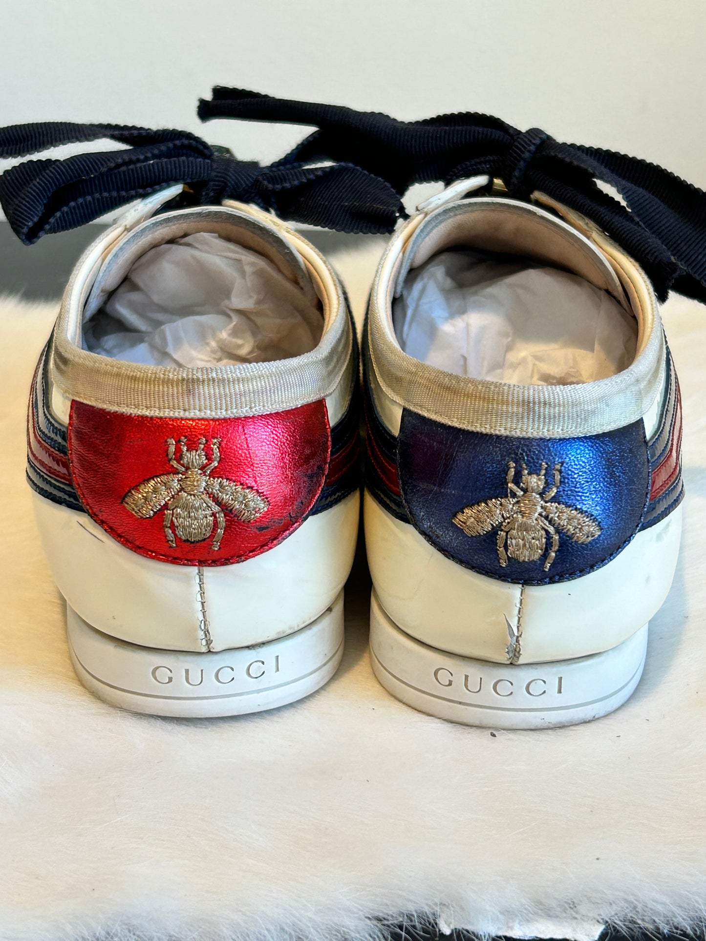 GUCCI Patent Rhinestone Bug Sneakers Womens 36.5EU