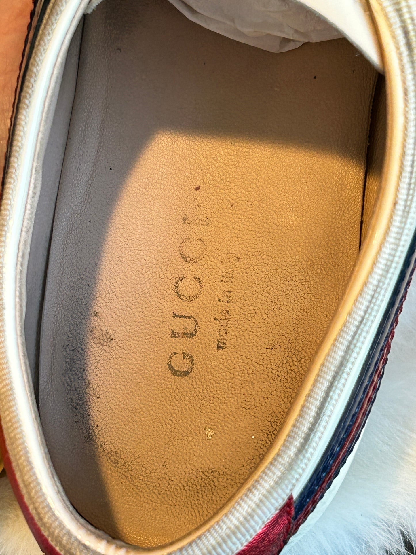 GUCCI Patent Rhinestone Bug Sneakers Womens 36.5EU