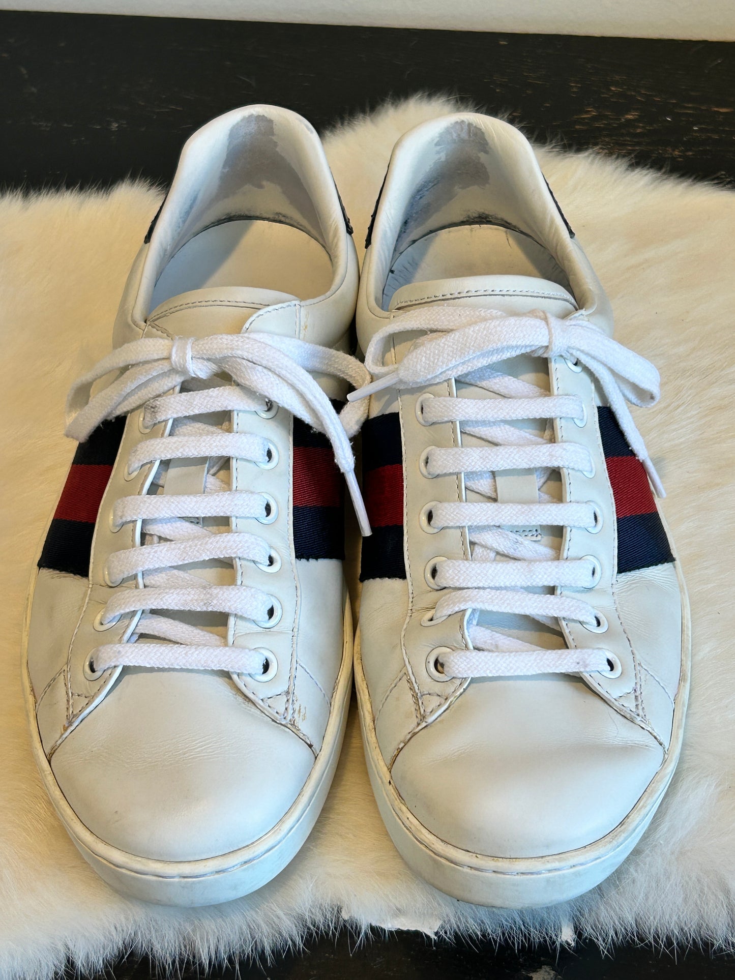 GUCCI Ace Basic WEB Navy/Red Sneakers Mens 5EU (38EU Womens)