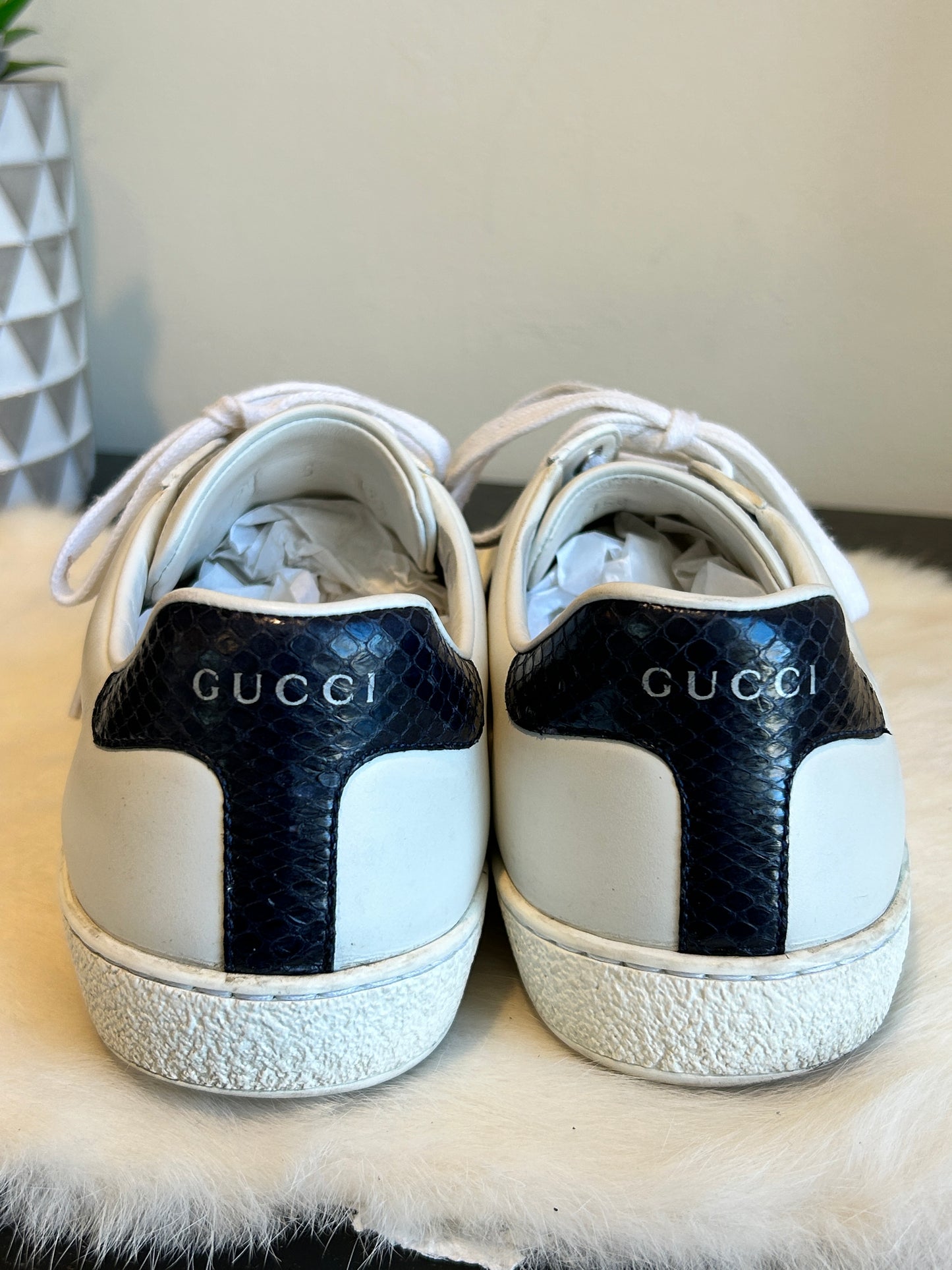 GUCCI Ace Basic WEB Navy/Red Sneakers Mens 5EU (38EU Womens)