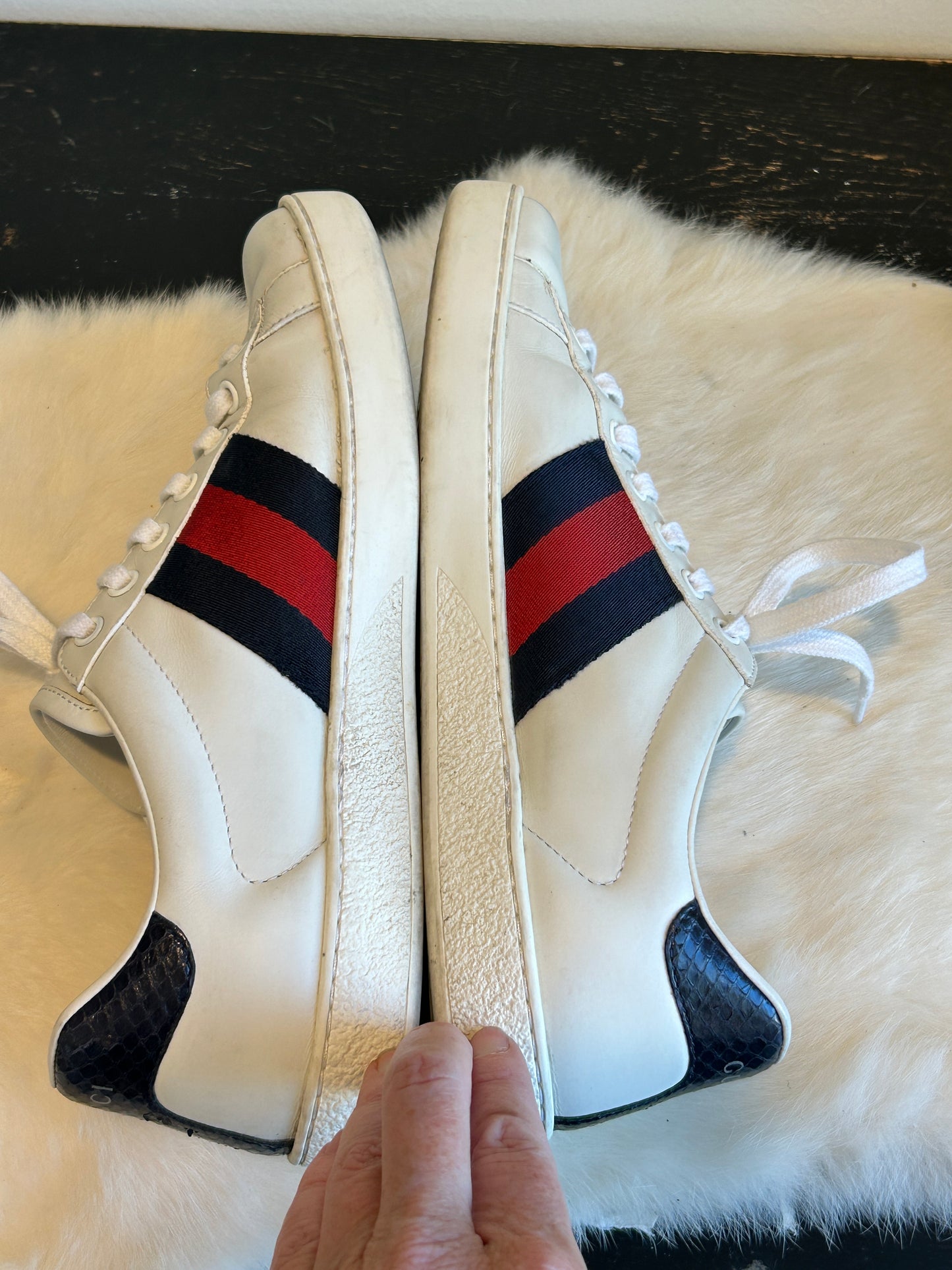 GUCCI Ace Basic WEB Navy/Red Sneakers Mens 5EU (38EU Womens)