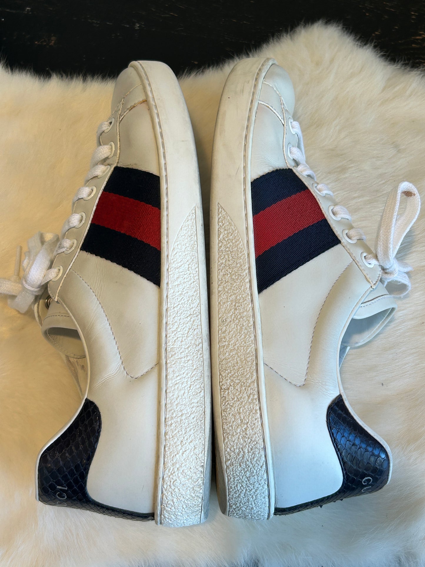 GUCCI Ace Basic WEB Navy/Red Sneakers Mens 5EU (38EU Womens)