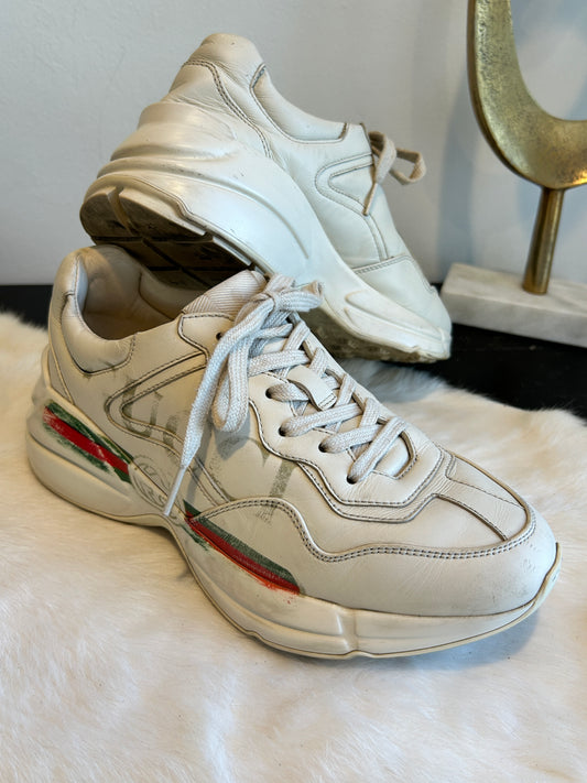 Gucci Rhyton Logo Ivory Women's Sneakers 37EU