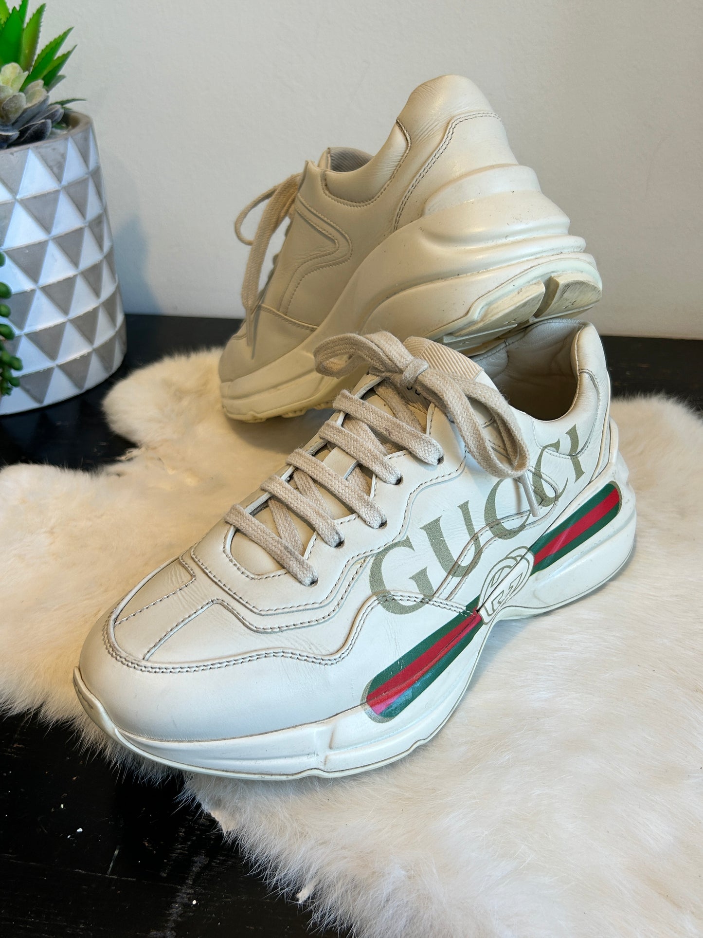 Gucci Rhyton Logo Ivory Women's Sneakers 37EU