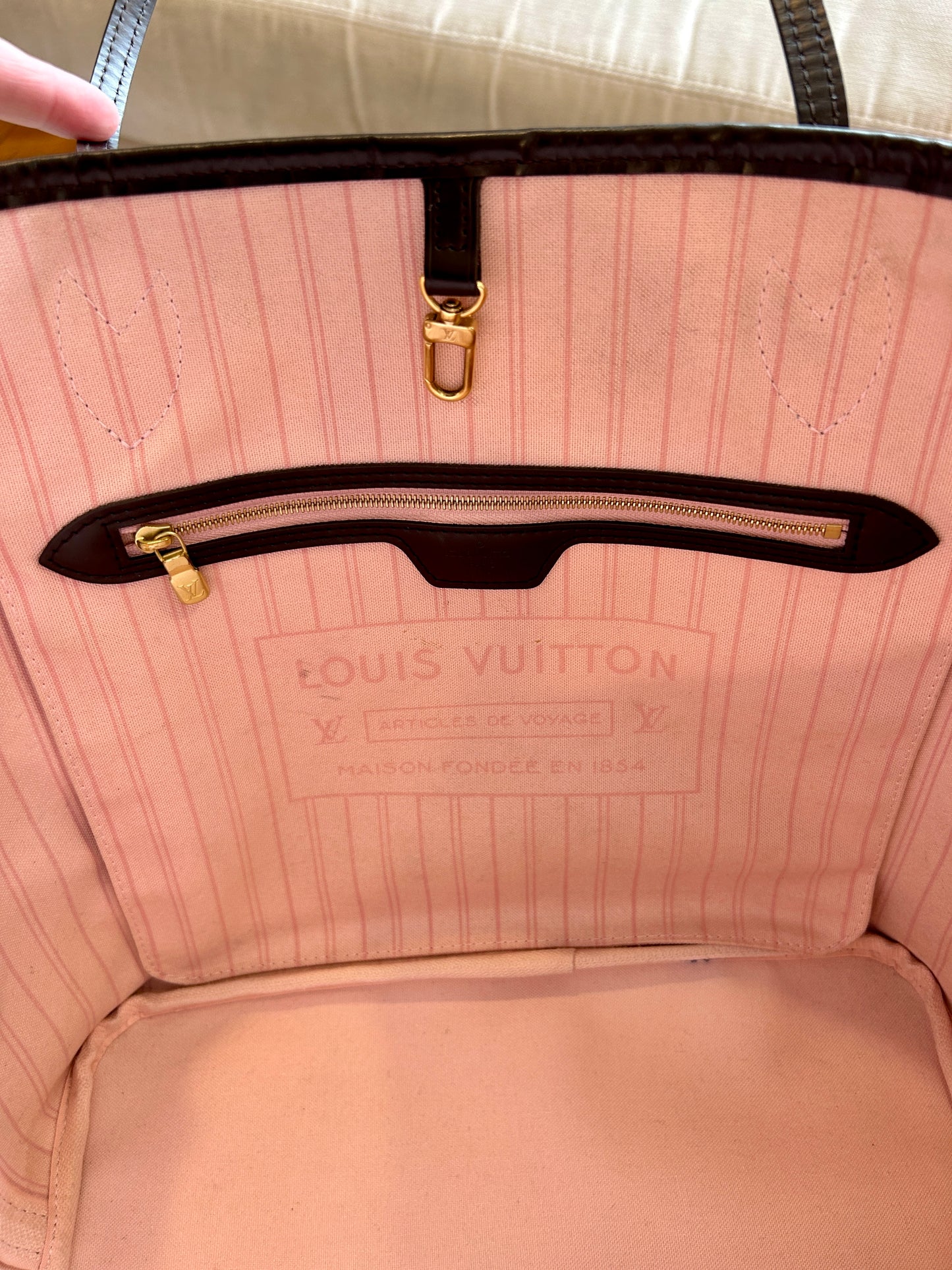 Louis Vuitton neverfull damier ebene with Rose ballerine …