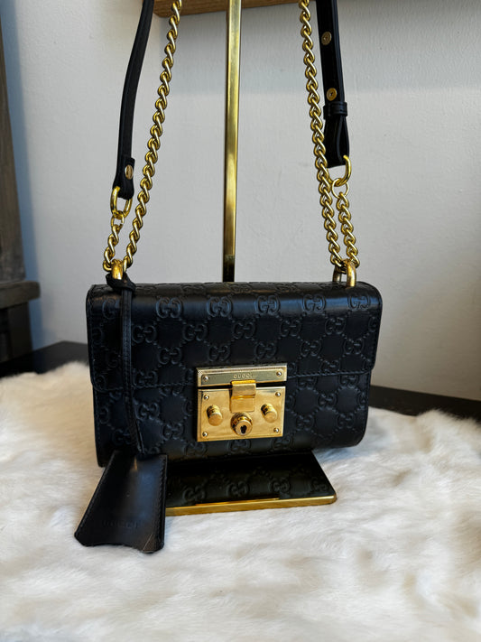 GUCCI Black Guccissima Padlock Mini