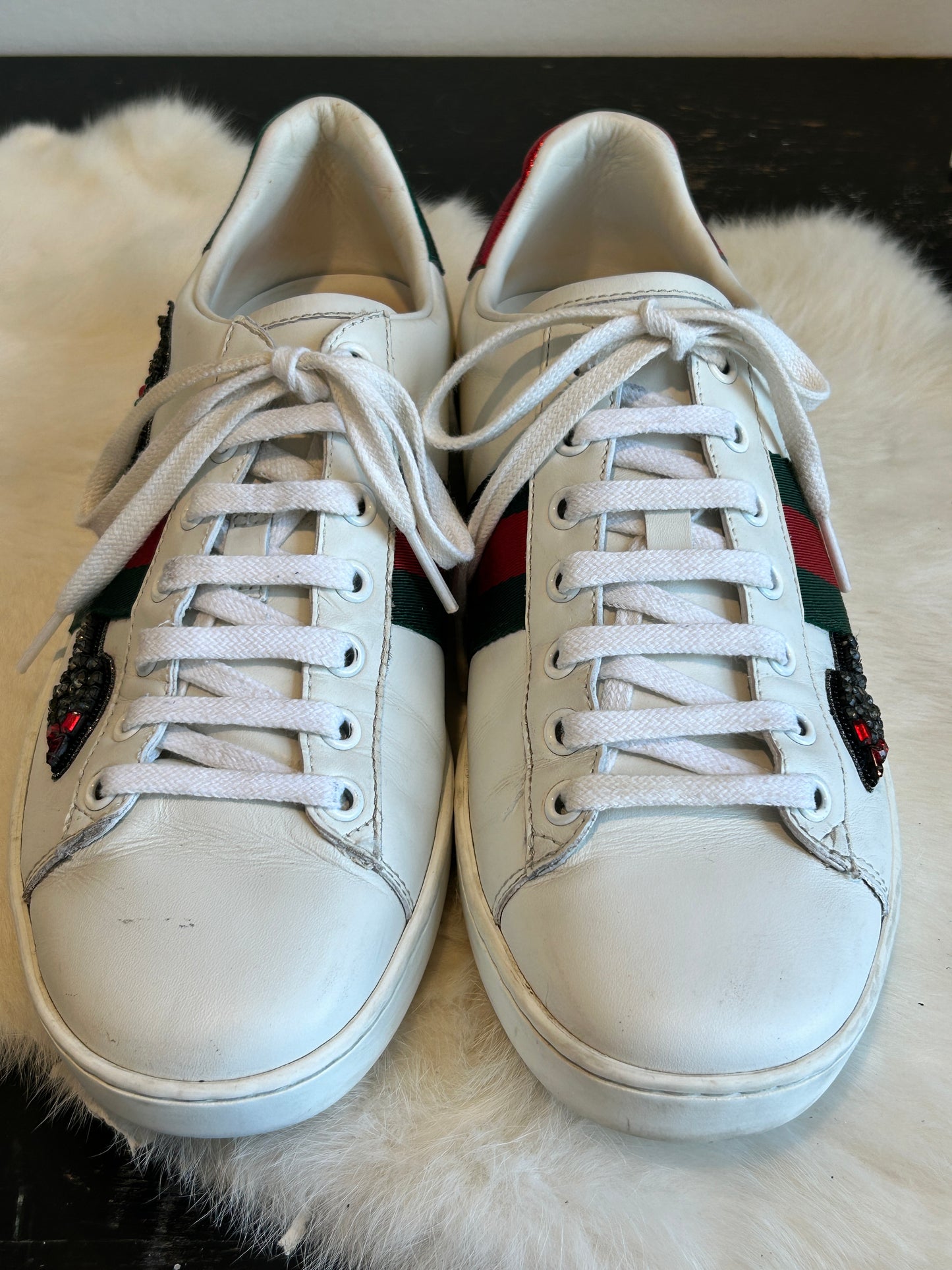 GUCCI Ace Rhinestone Arrows Sneakers Women's 38EU