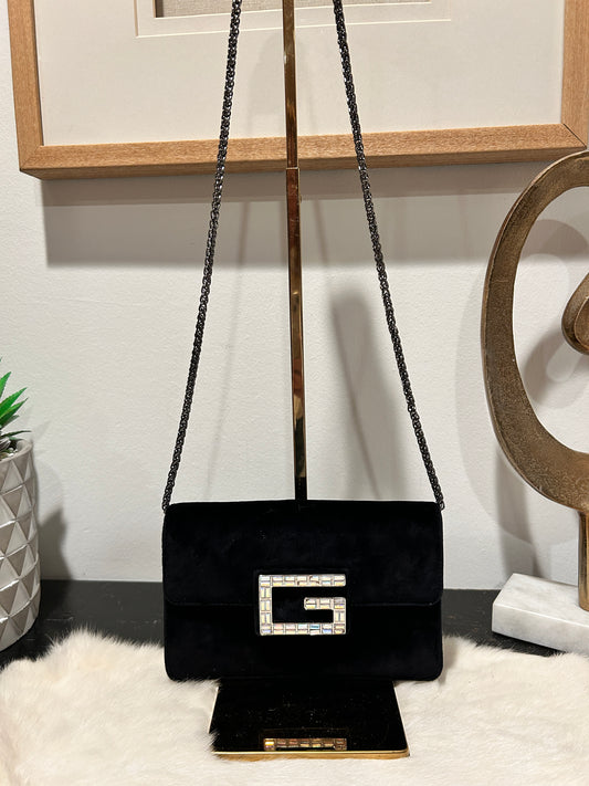 GUCCI Black Crystal G Velvet Mini