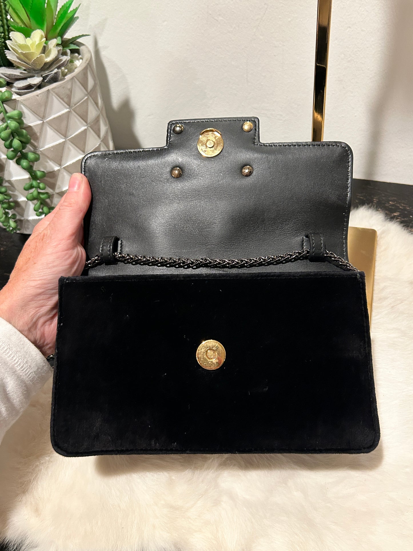 GUCCI Black Crystal G Velvet Mini