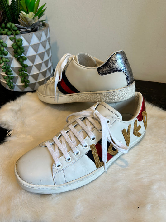 GUCCI Ace LOVED Sneakers Womens 38EU