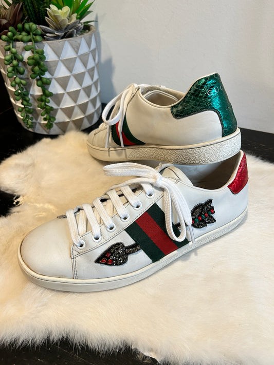 GUCCI Ace Rhinestone Arrows Sneakers Women's 38EU