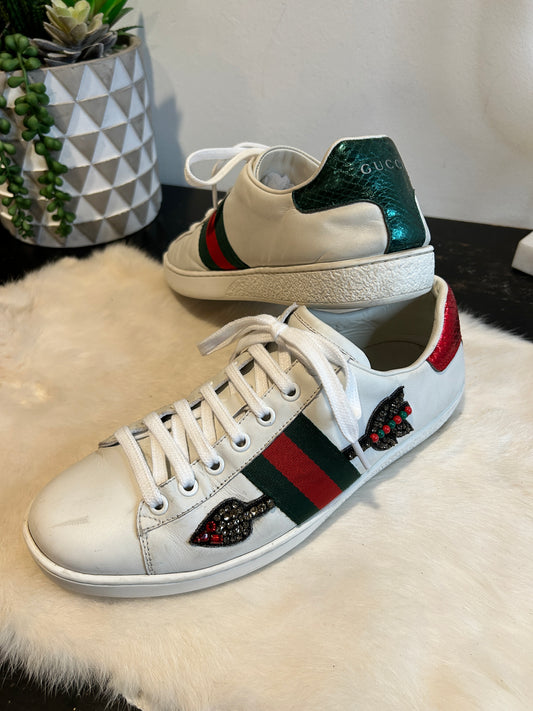 GUCCI Ace Rhinestone Arrows Sneakers Women's 38EU