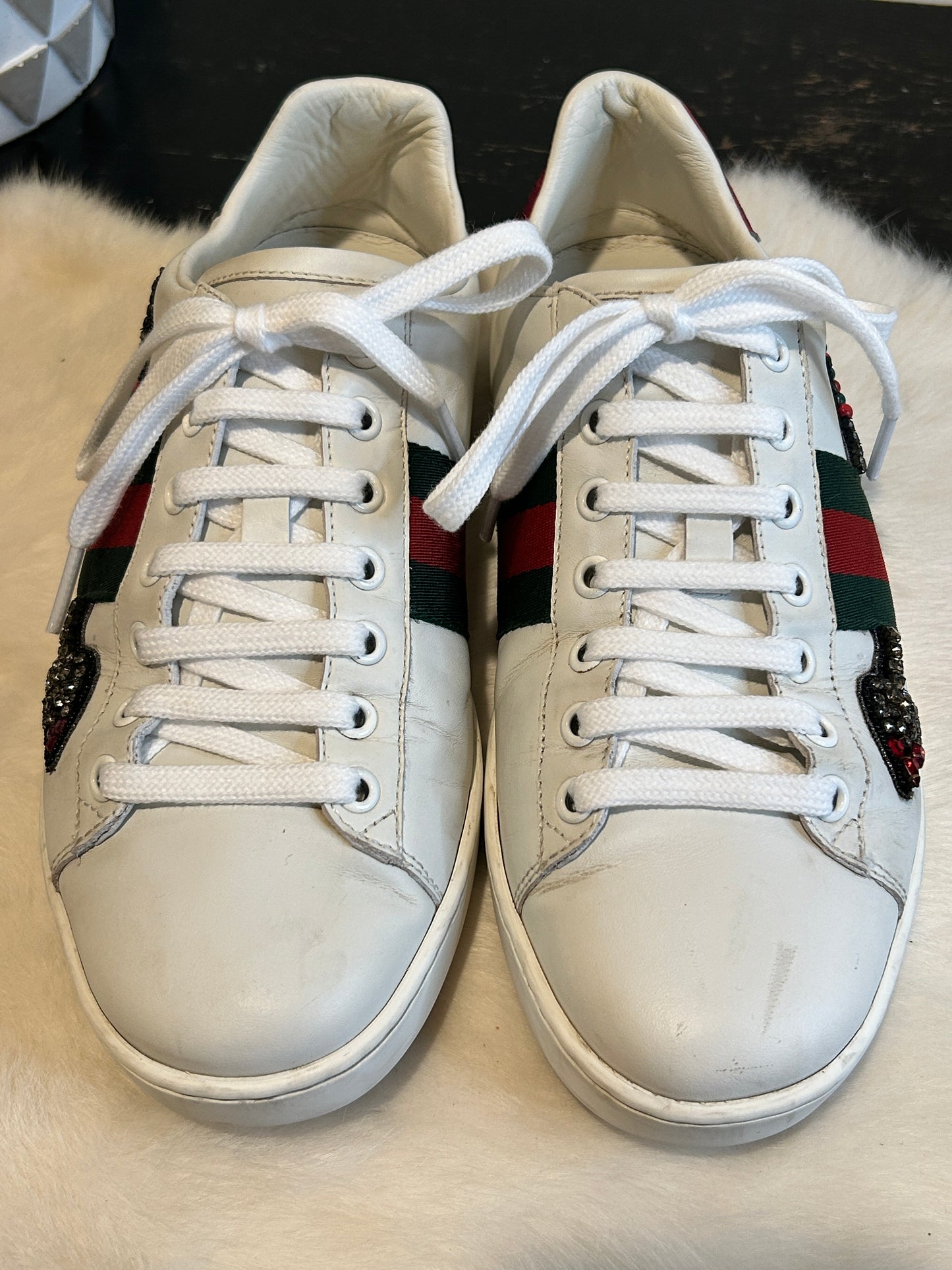 GUCCI Ace Rhinestone Arrows Sneakers Women's 38EU