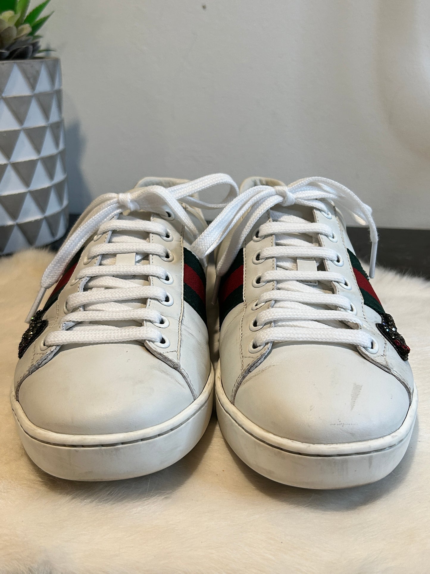 GUCCI Ace Rhinestone Arrows Sneakers Women's 38EU