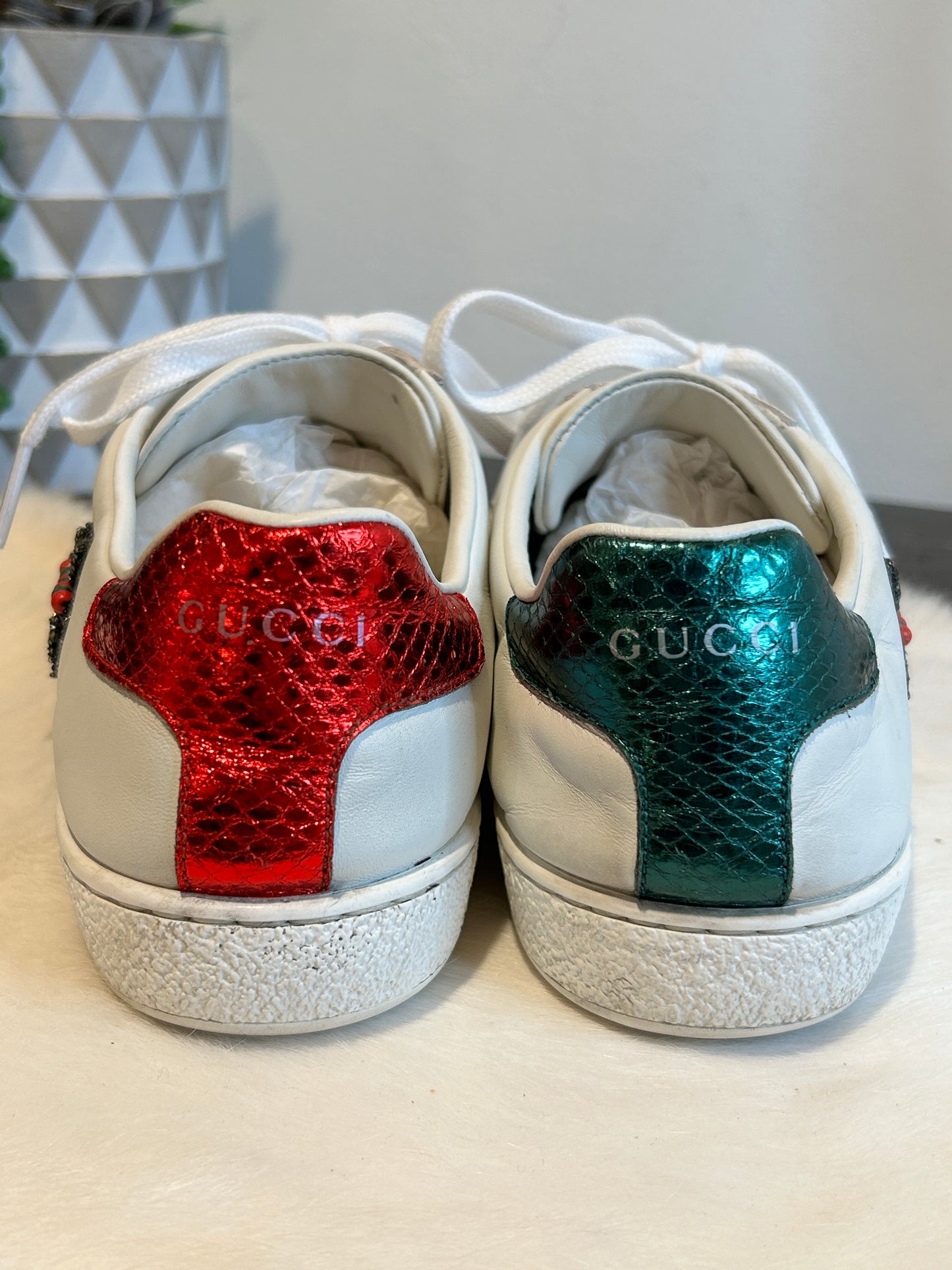 GUCCI Ace Rhinestone Arrows Sneakers Women's 38EU