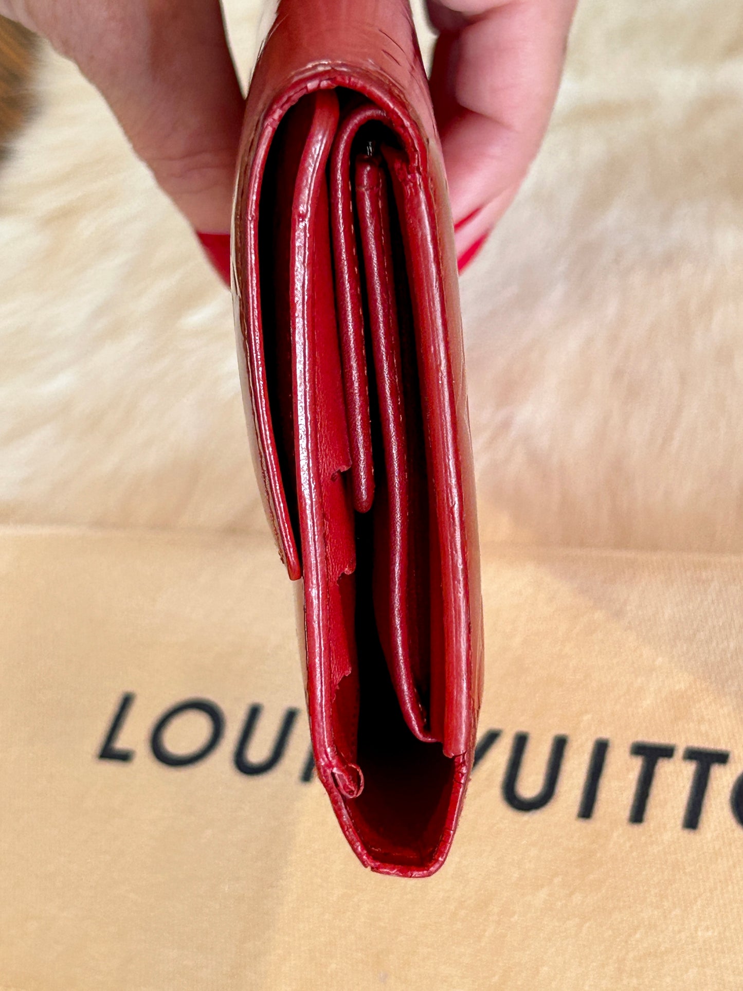 Louis Vuitton Red Vernis Porte Tresor International Wallet